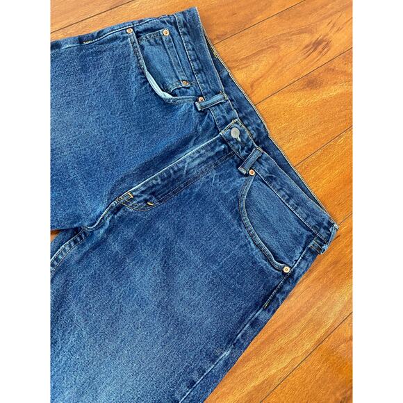 Men Levi's Strauss 505 Straight Fit cotton medium wash denim blue jeans 35x30 - Picture 3 of 5